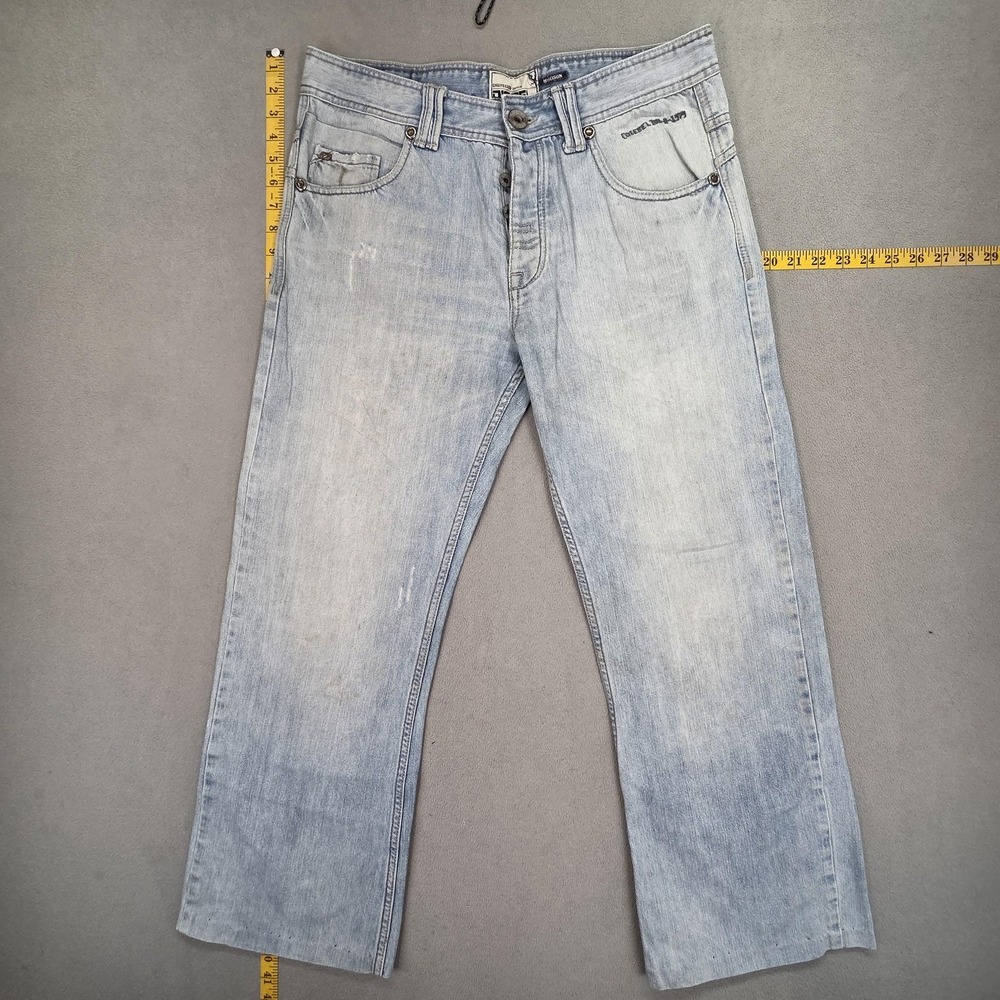Diesel Hudson Jeans Mens 34x27 Light Blue Wash‎ Relaxed Button Fly Altered Hem